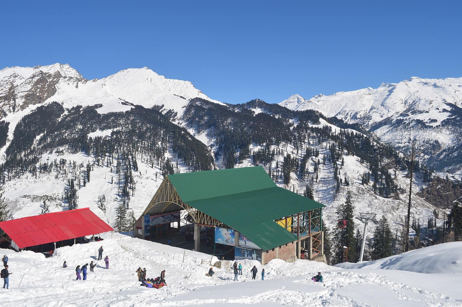 Snow-covered Solang Valley mountains near Manali, Himachal Pradesh tour package from Indore